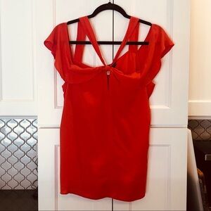 Blue Rain Women’s Coral Orange Strappy Cut-Out Blouse Size Medium.